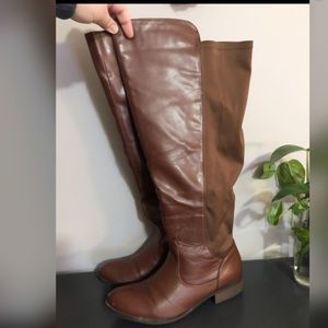 Brown Pleather Knee High Boots 11W